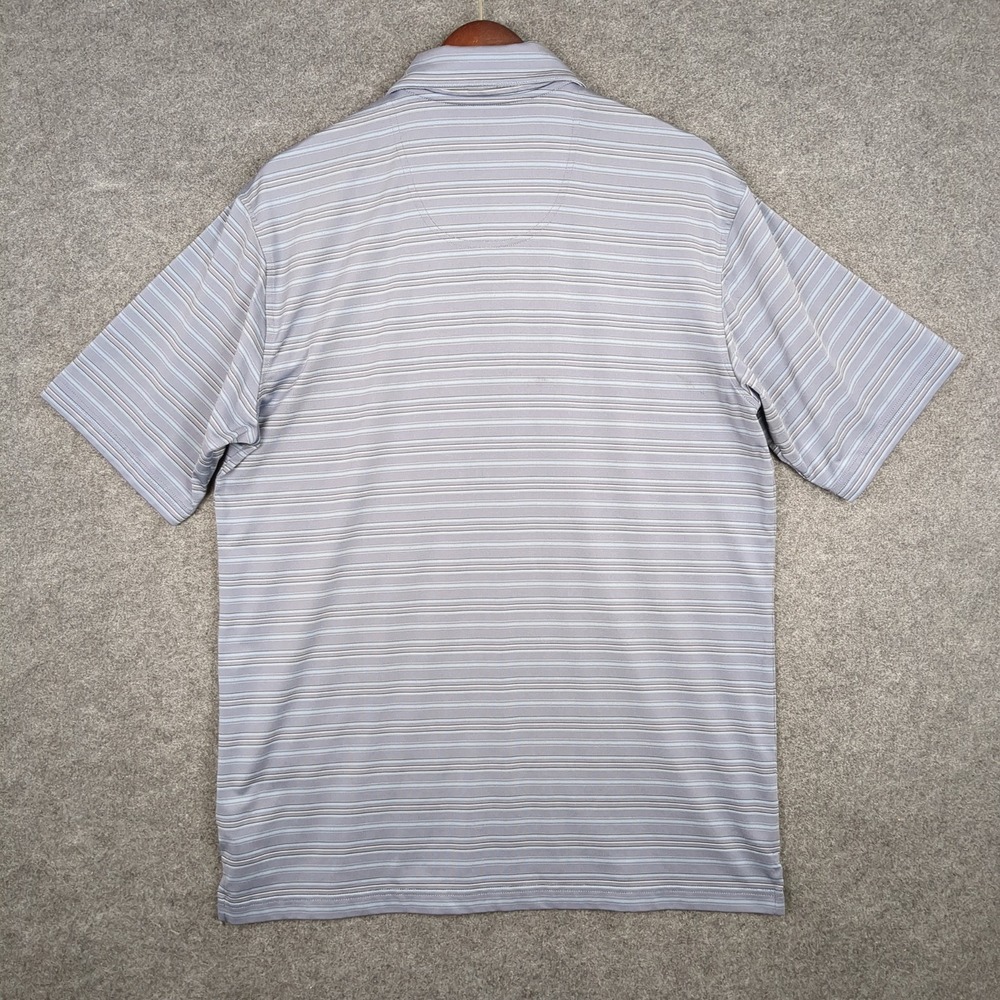 Pebble Beach Performance Mens Polo Shirt Blue Stripe Short Sleeve Size M - Picture 7 of 12